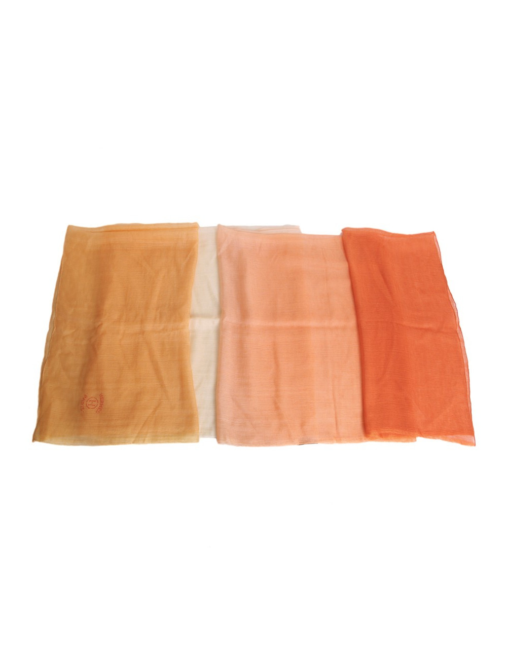 Châle HERMES en cachemire et soie jaune dégradé orange