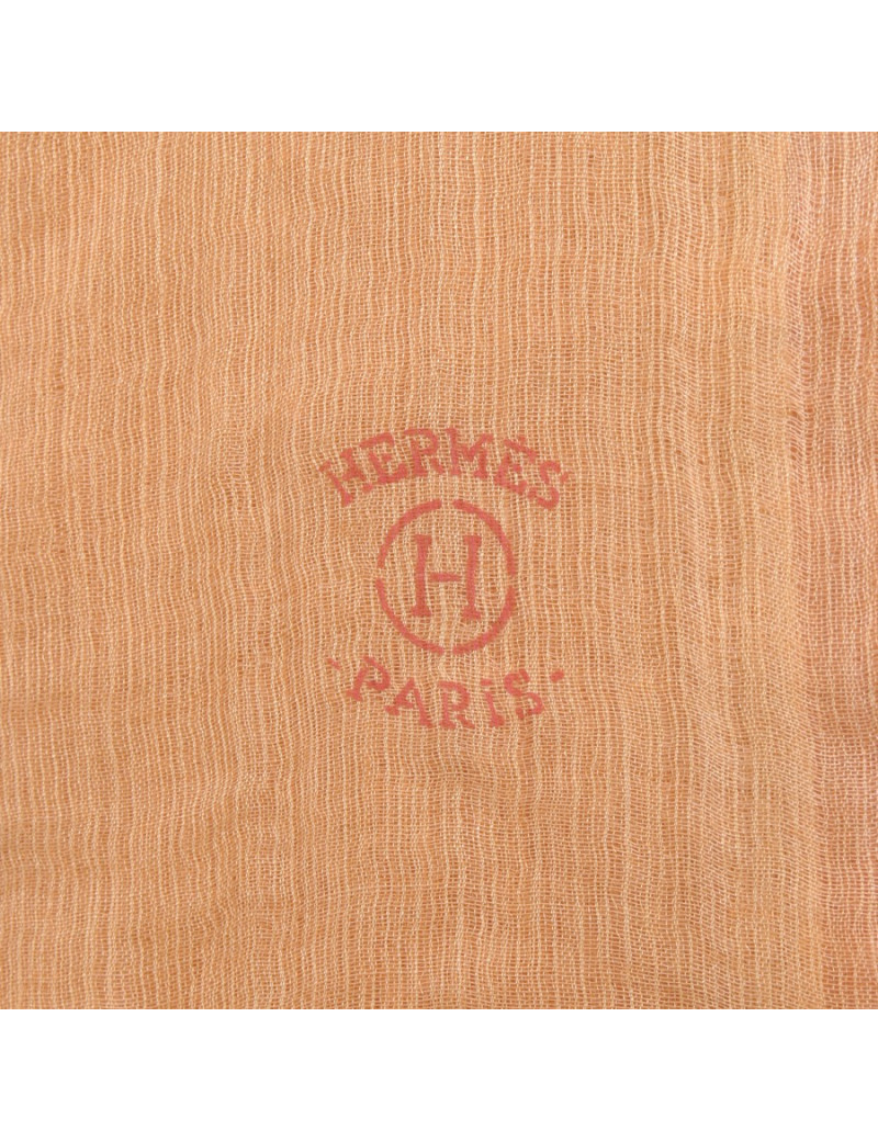 Châle HERMES en cachemire et soie jaune dégradé orange