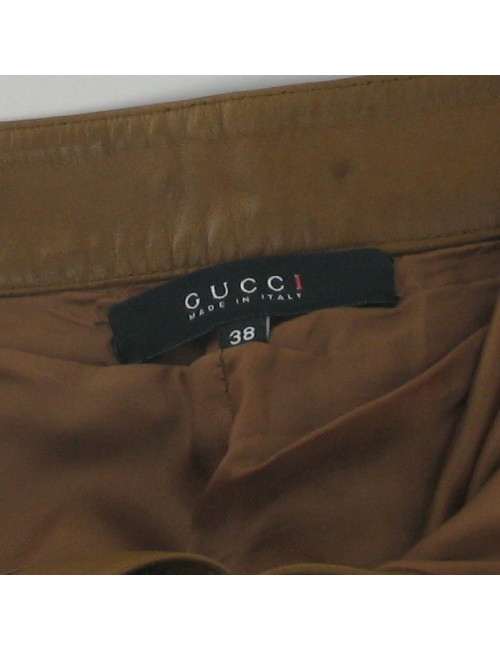 GUCCI brown leather pants