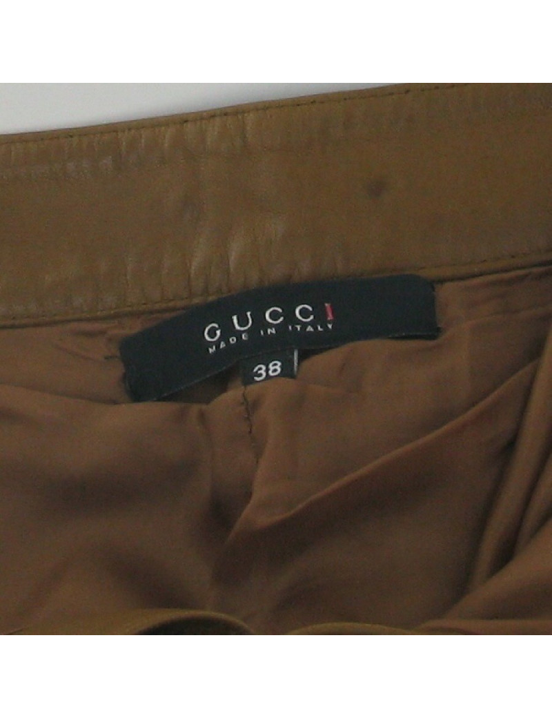 Pantalon cuir marron GUCCI
