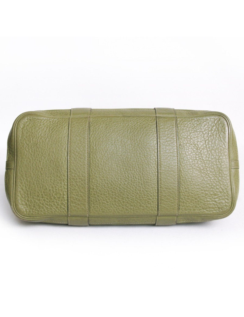 sac Garden party HERMES toile kaki et cuir taurillon Clémence bicolore