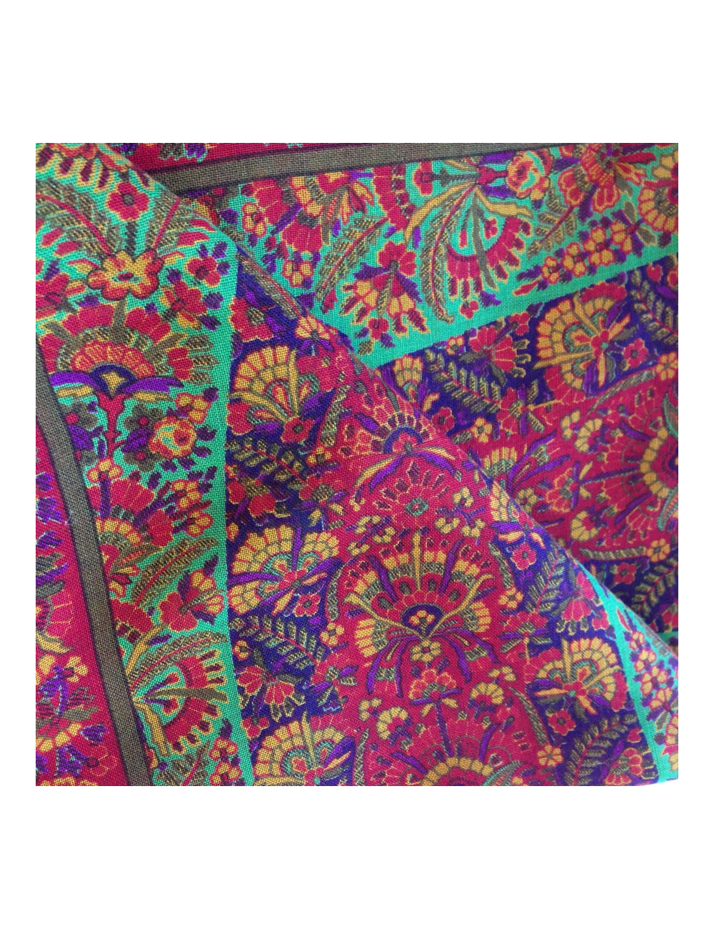 Grand carré de soie en laine et soie YVES SAINT LAURENT vert