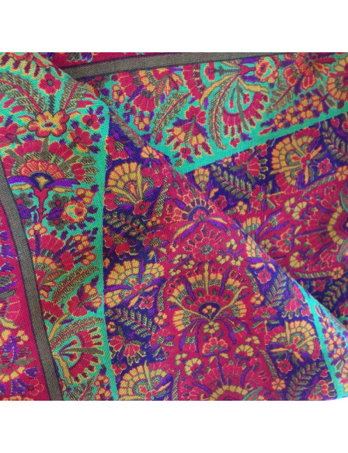 Grand carré de soie en laine et soie YVES SAINT LAURENT vert