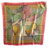 Carré de soie SALVATORE FERRAGAMO motif perroquets mauves vintage