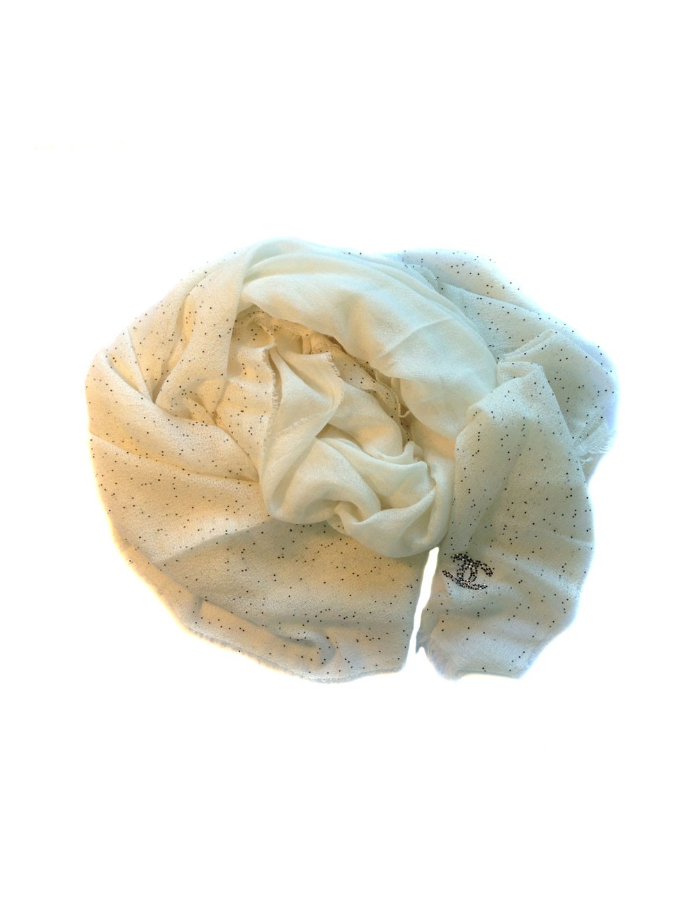 Etole CHANEL écrue en cachemire, soie et petites perles