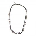 Saltire MARGUERITE of VALOIS multi channels thin ruthenium and silver and faceted flat beads