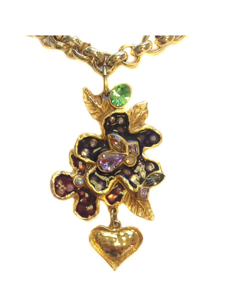 Collier haute couture CHRISTIAN LACROIX fleurs multicolore 