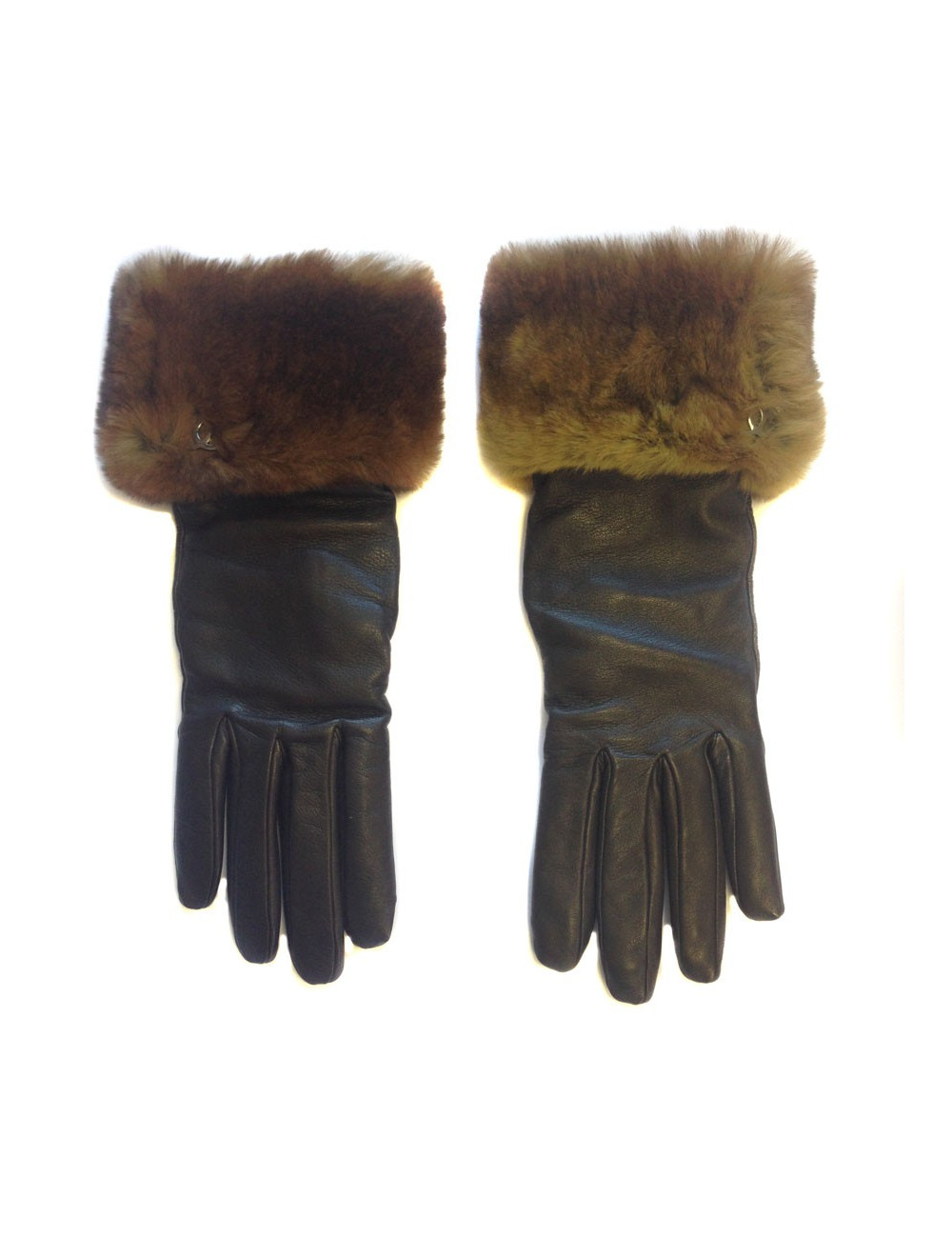 Gants CHANEL cuir d'agneau marron et orilag