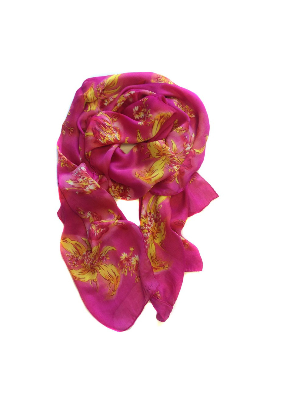 Foulard soie Christian Dior fushia