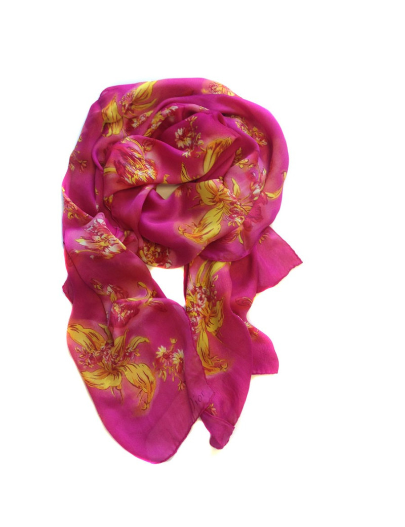 Foulard soie Christian Dior rose 