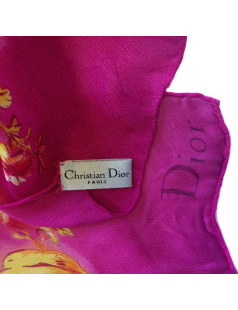 Foulard soie Christian Dior rose 