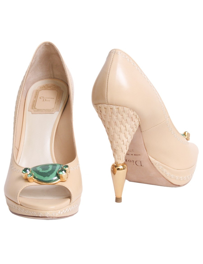 Sandales hautes DIOR T 37.5 bijou vert malachite