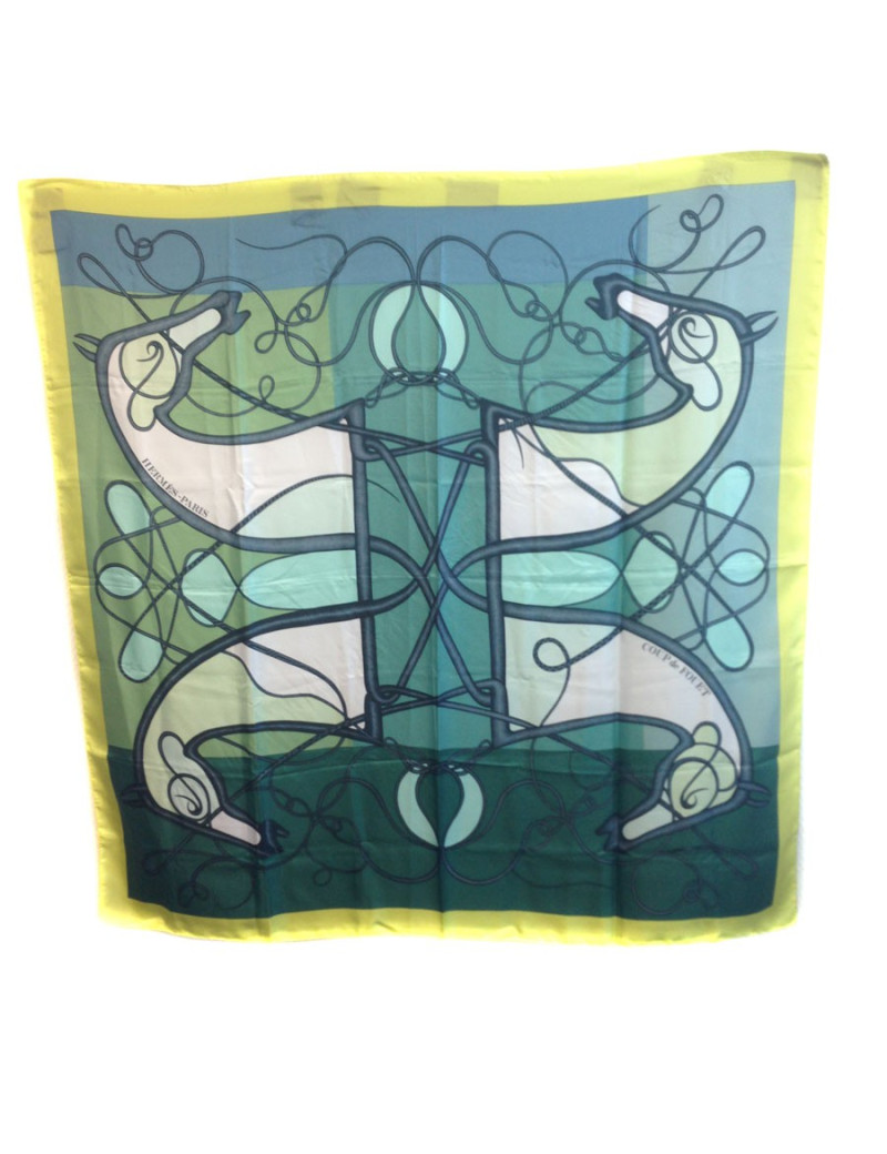 Carré géant "Coup de fouet" HERMES en soie