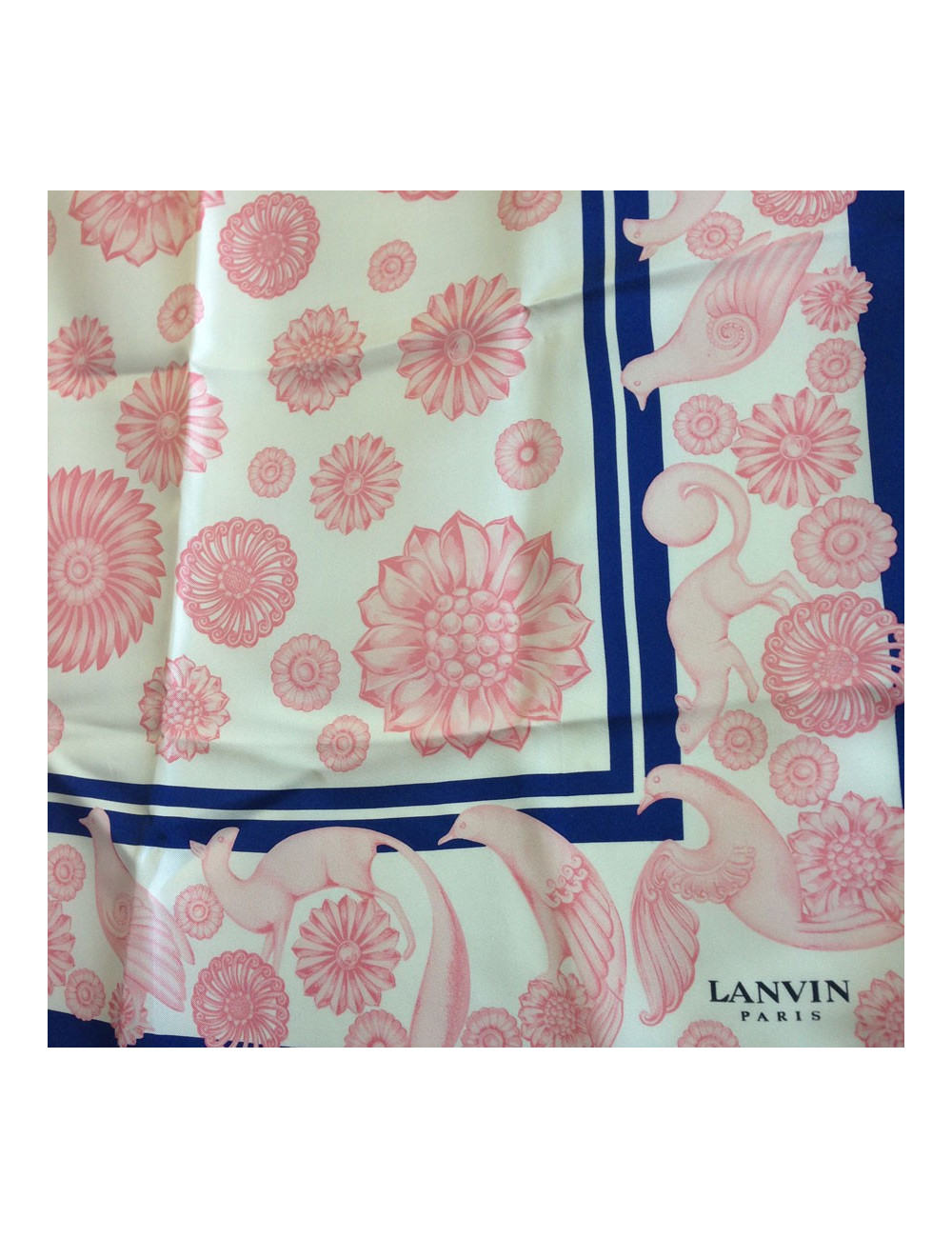 Foulard LANVIN en soie rose et bleu