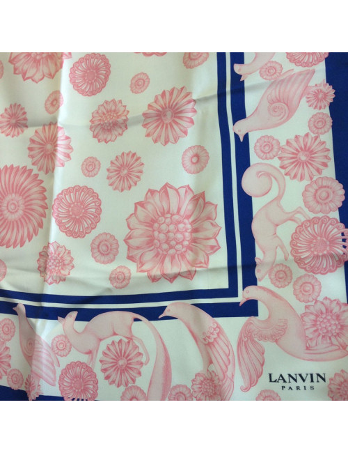 Foulard LANVIN en soie rose et bleu