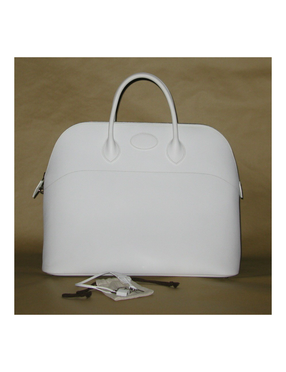 Big bag white epsom leather HERMES bolide