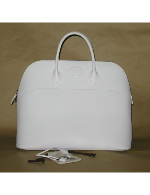 Big bag white epsom leather HERMES bolide