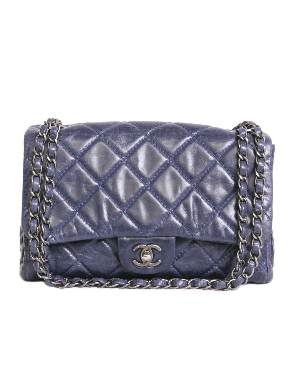 Sac CHANEL cuir souple bleu