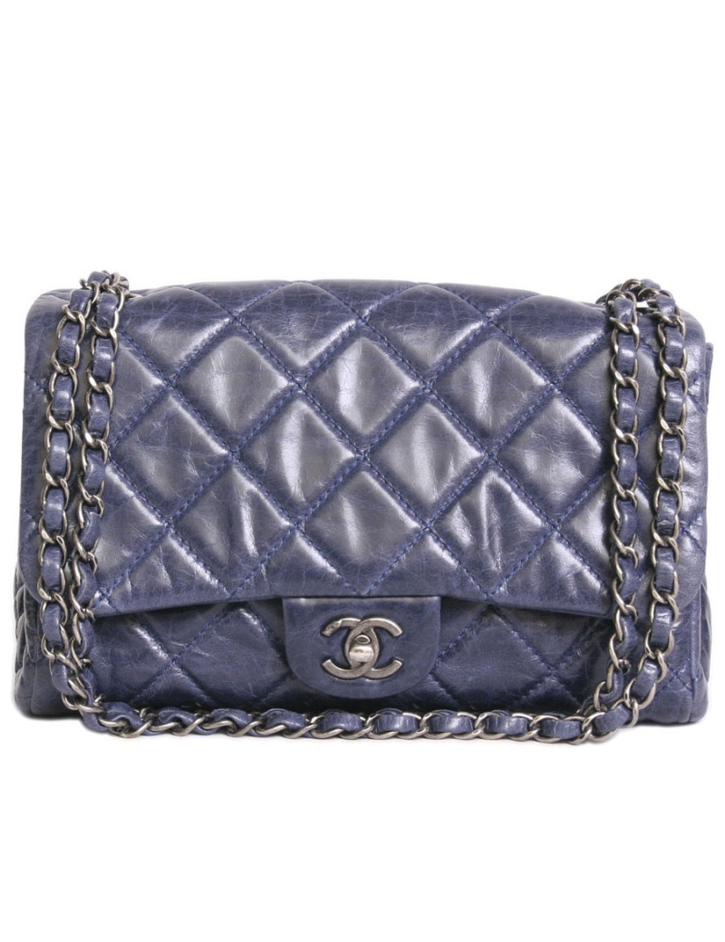 Sac CHANEL cuir souple bleu
