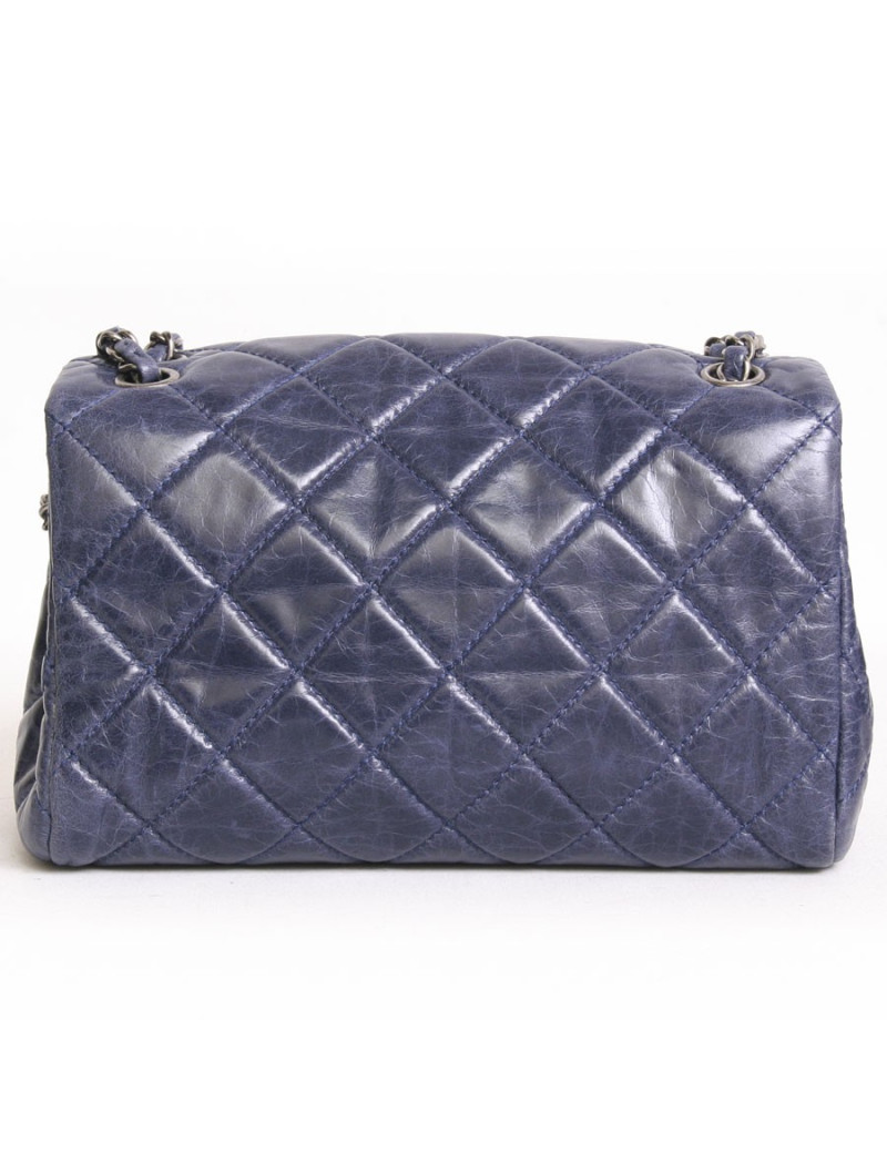 Sac CHANEL cuir souple bleu