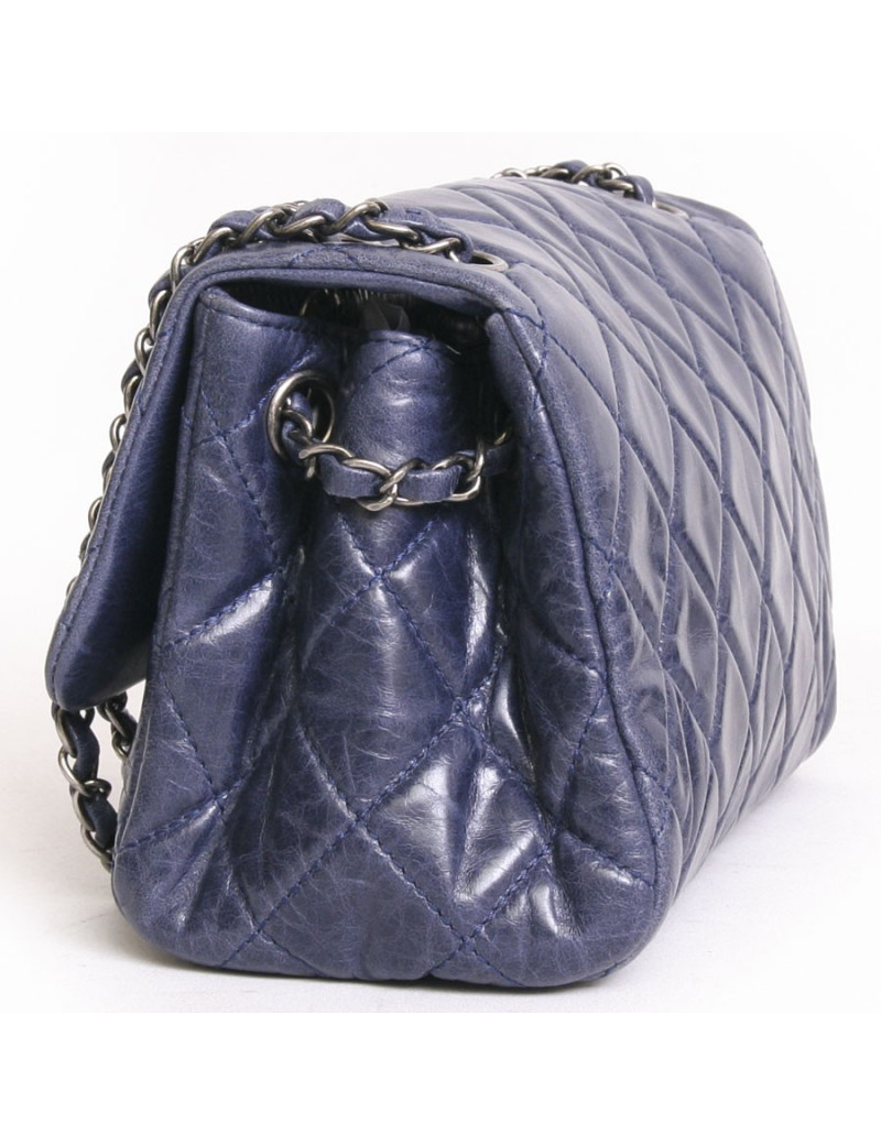 Sac CHANEL cuir souple bleu