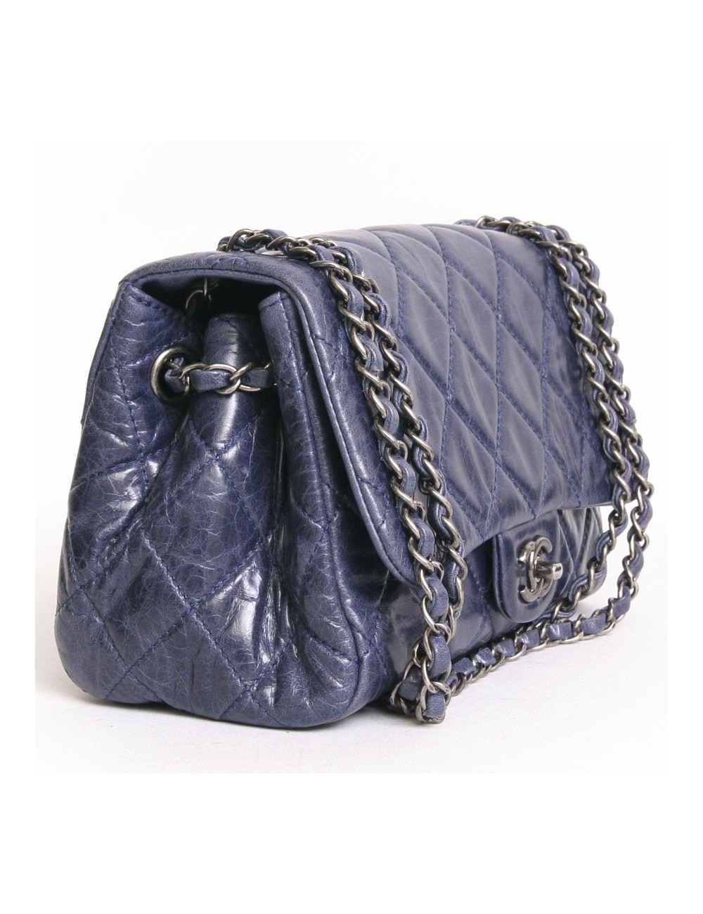 Sac CHANEL cuir souple bleu