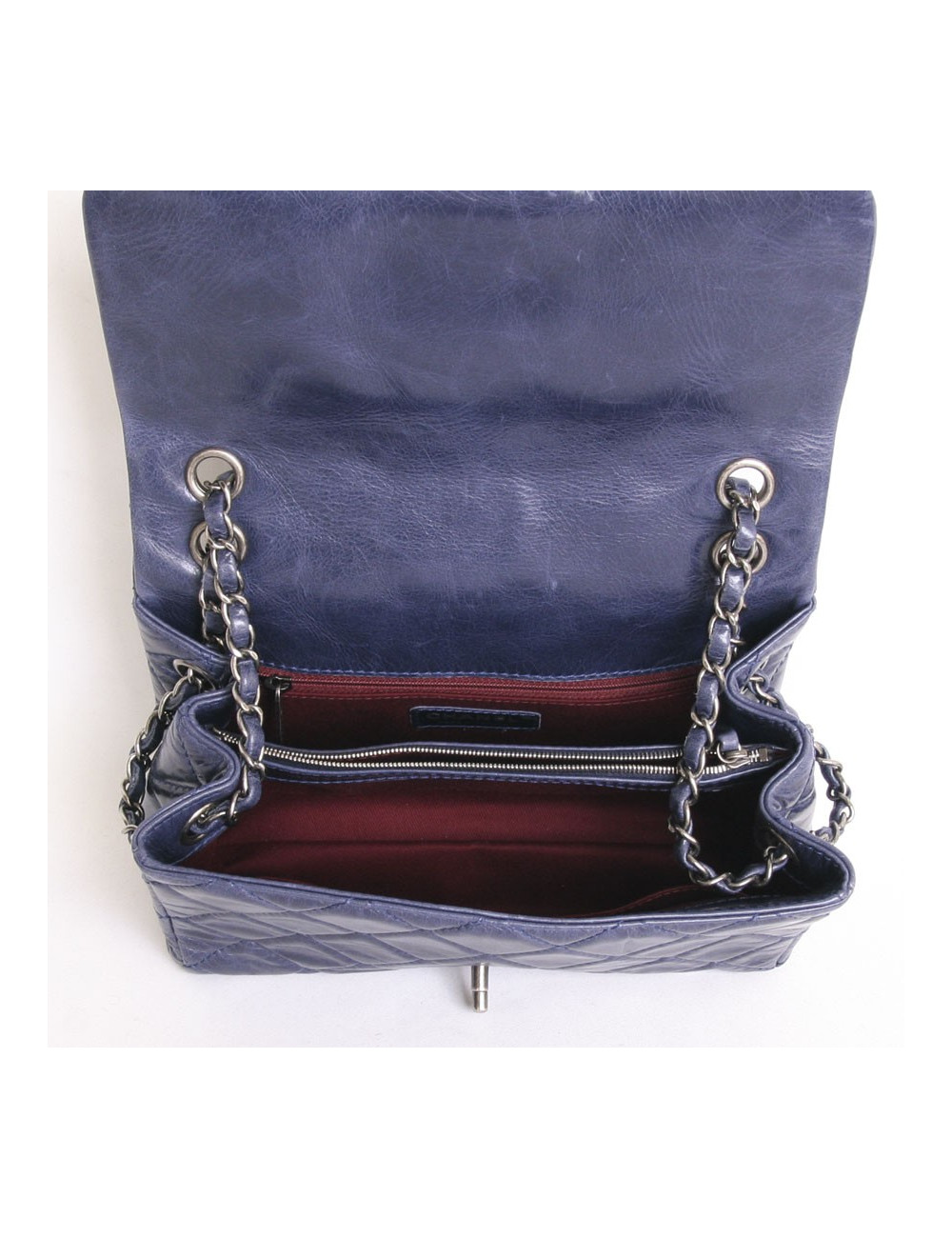 Sac CHANEL cuir souple bleu