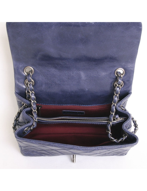Sac CHANEL cuir souple bleu