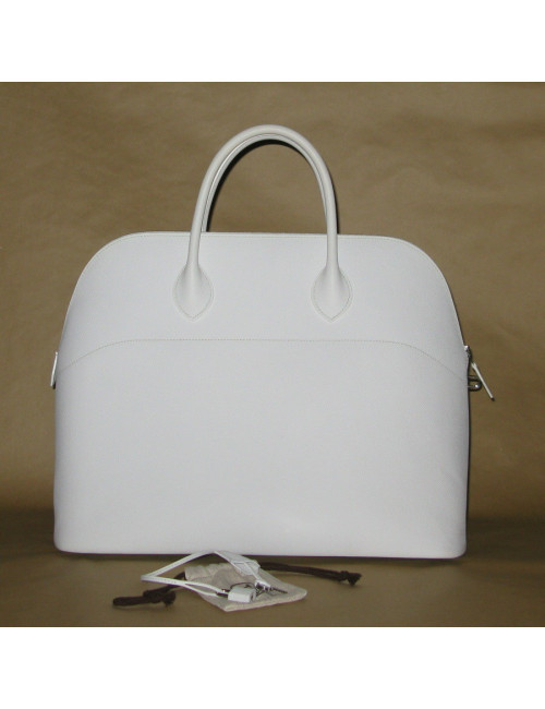 Big bag white epsom leather HERMES bolide