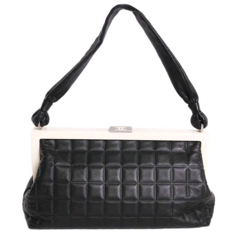 CHANEL bag in black quilted leather and beige plexi - VALOIS VINTAGE PARIS