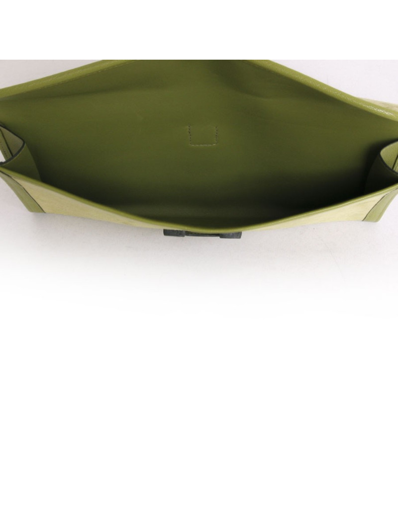 Pochette Jige HERMES veau velours  vert pistache