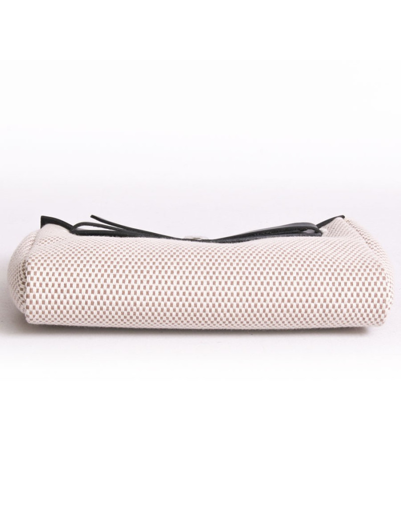 Pochette HERMES en toile tressée écrue