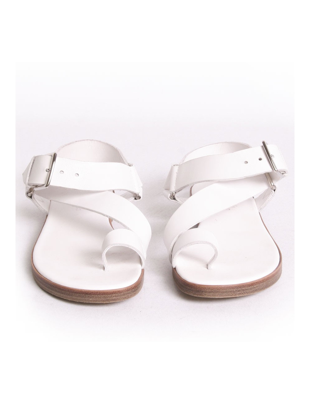 Sandales "Escale" HERMES T 37 veau blanc