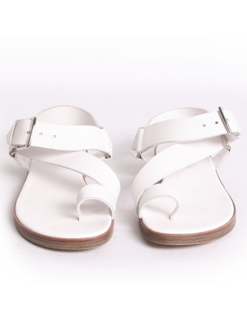 Sandales "Escale" HERMES T 37 veau blanc