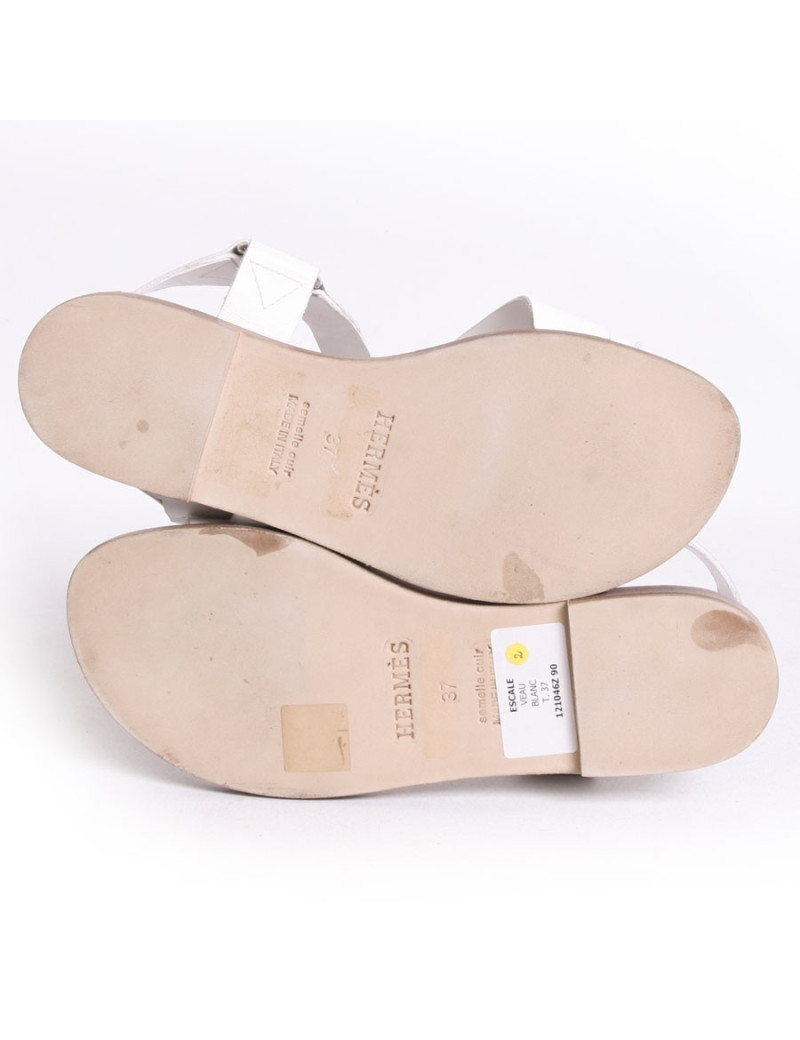 Sandales "Escale" HERMES T 37 veau blanc