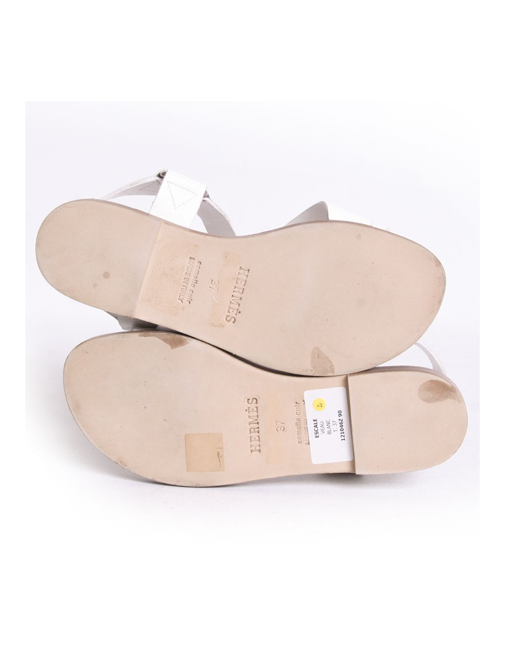 Sandales "Escale" HERMES T 37 veau blanc