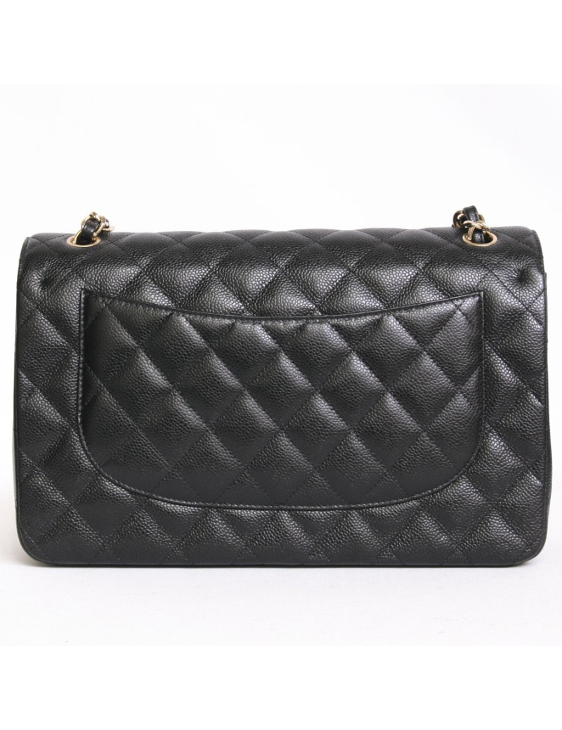 Sac Jumbo CHANEL en cuir caviar noir doré