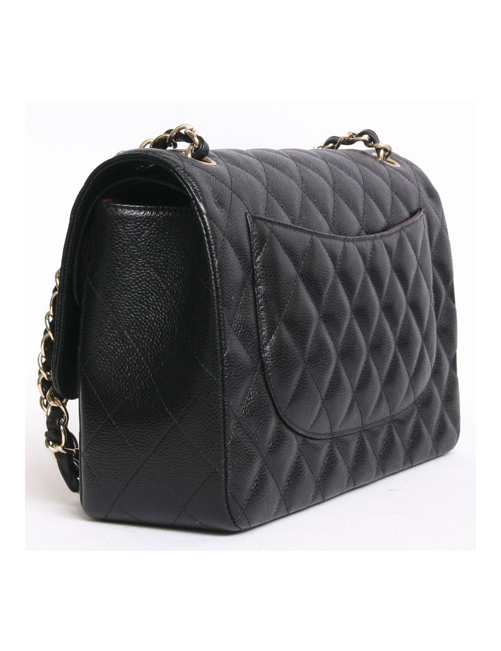 Sac Jumbo CHANEL en cuir caviar noir doré