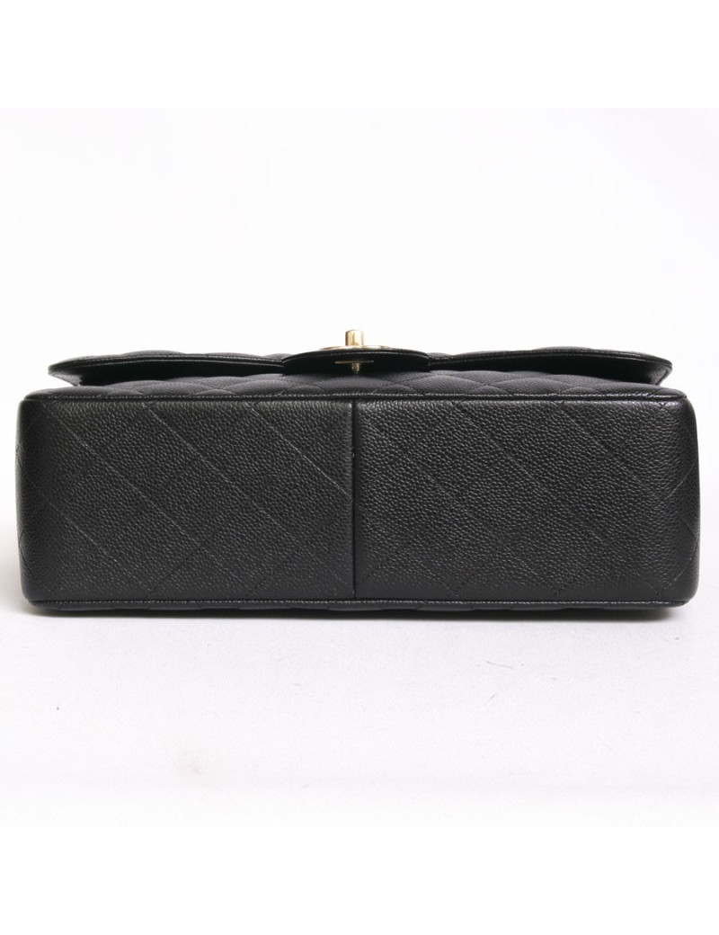 Sac Jumbo CHANEL en cuir caviar noir doré