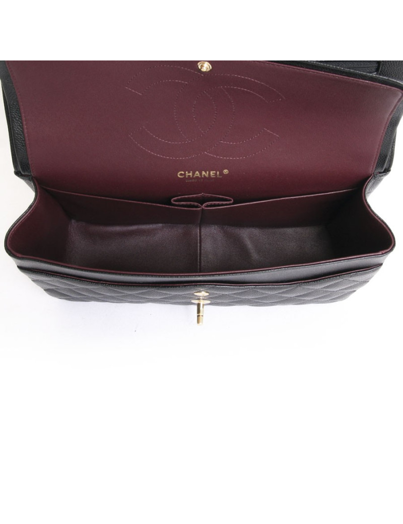 Sac Jumbo CHANEL en cuir caviar noir doré