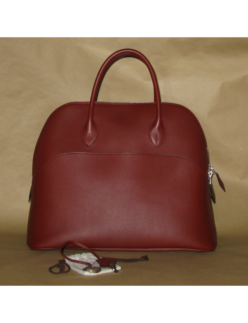 Large bag car HERMES red leather H