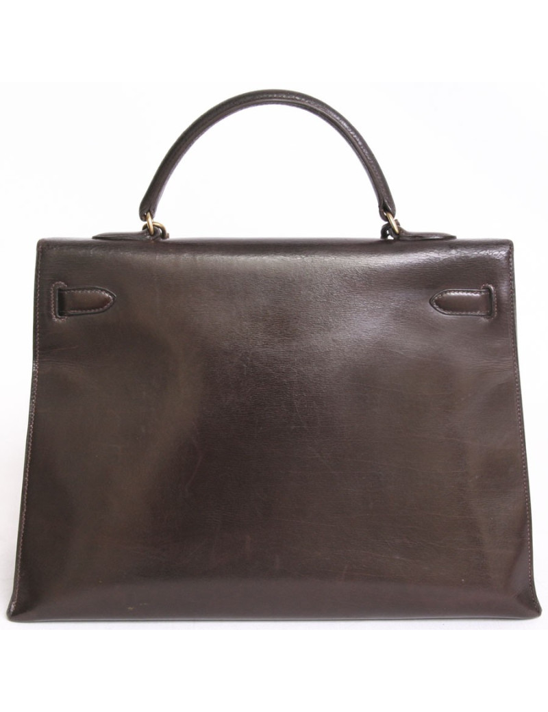 sac Kelly 35 HERMES vintage cuir box marron