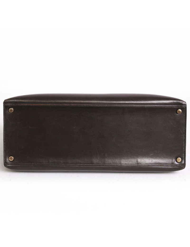 sac Kelly 35 HERMES vintage cuir box marron