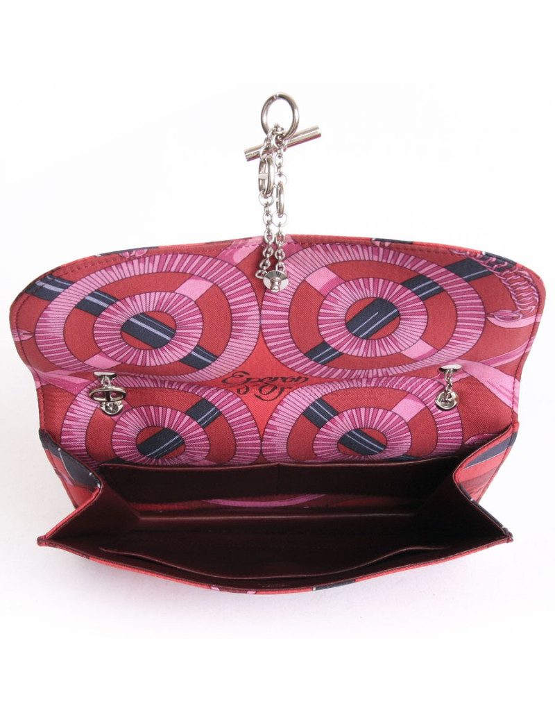 Pochette HERMES en foulard de soie et bijouterie argent