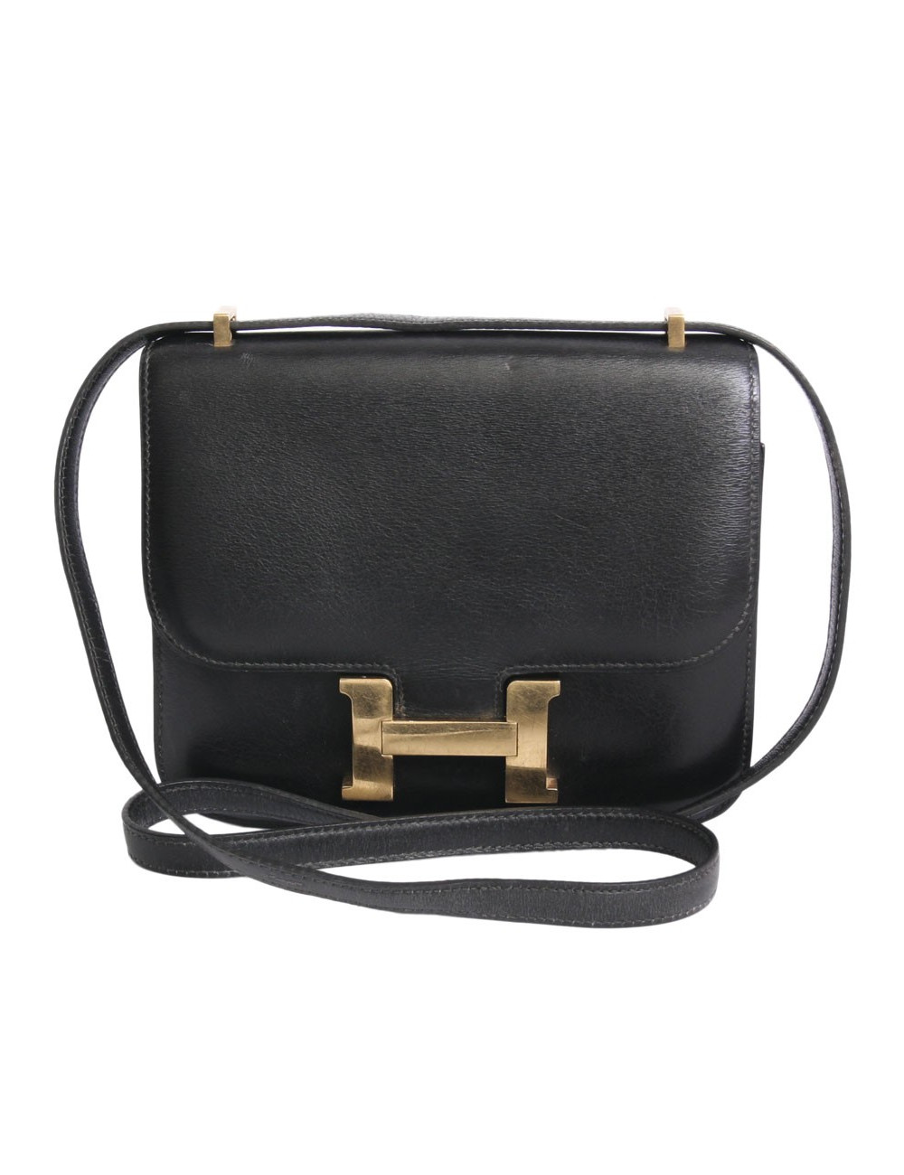 Mini sac "Constance" HERMES cuir box noir vintage