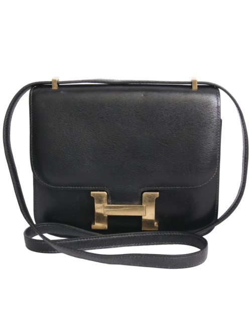 Mini sac "Constance" HERMES cuir box noir vintage
