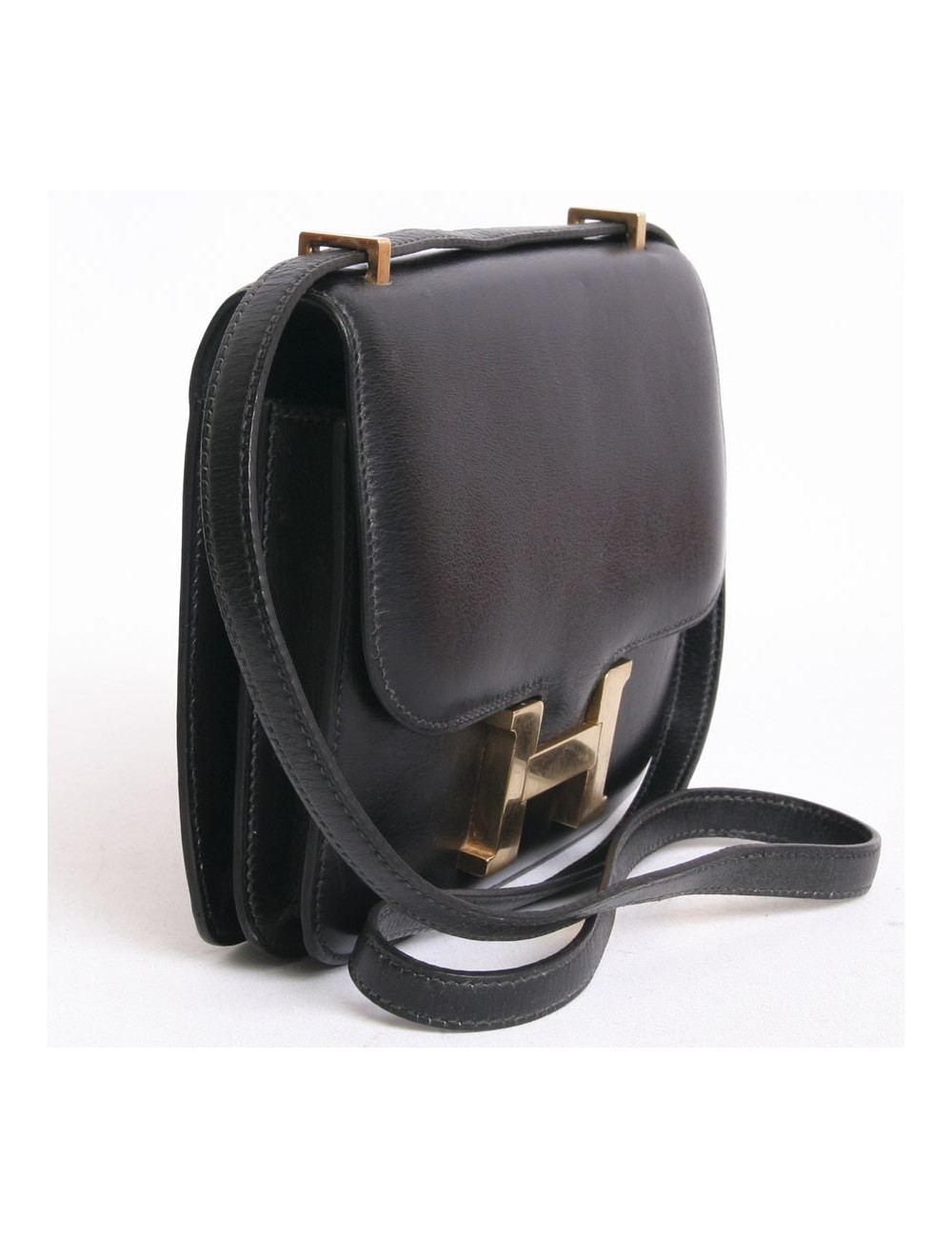 Mini sac "Constance" HERMES cuir box noir vintage