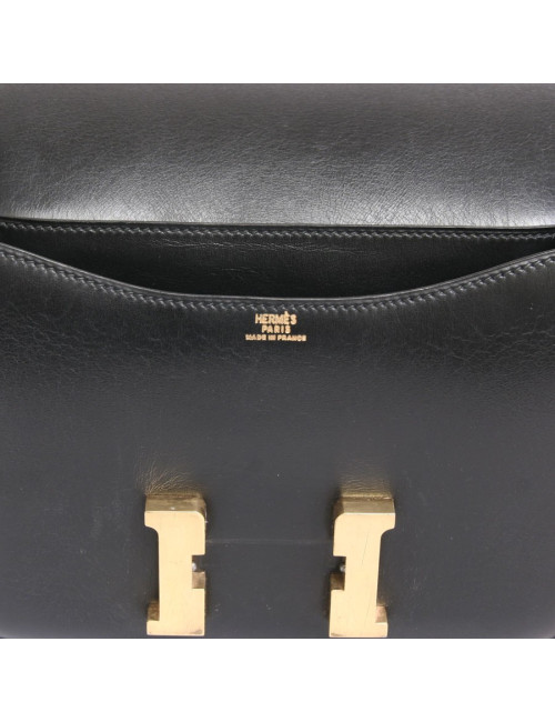 Mini sac "Constance" HERMES cuir box noir vintage