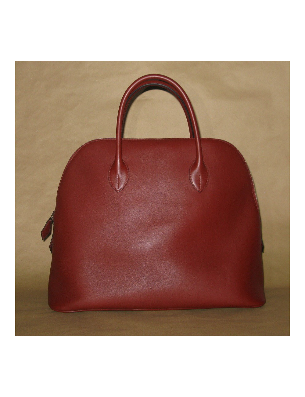 Large bag car HERMES red leather H