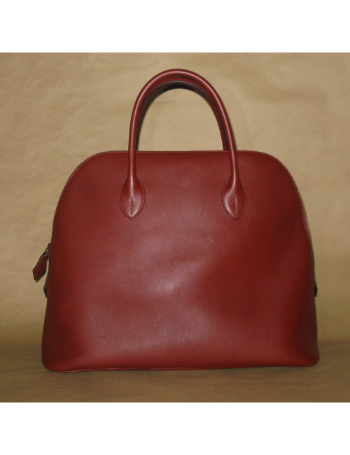 Large bag car HERMES red leather H